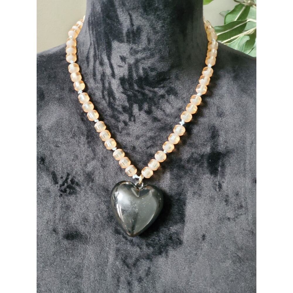 Women's Custom Chunky Black Heart Fashion Pendant Necklace